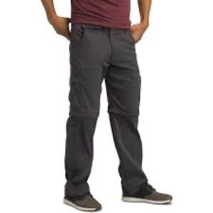 NWT Prana Mens Black Stretch Zion Scotchgard Convertible Hiking Pant Sz XXL $130